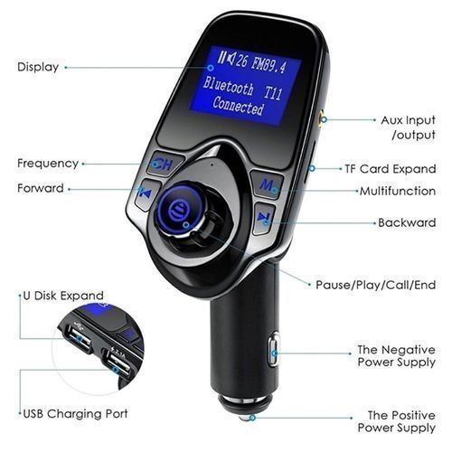 T11 BLUETOOTH FM TRANSMITTER AND CAR CHARGER