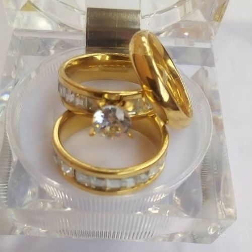 Couple Gold Ring Set-Size-Men And Women