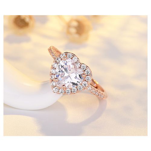 Adjustable Trendy Rose Gold Love Diamond Proposal Ring With Case
