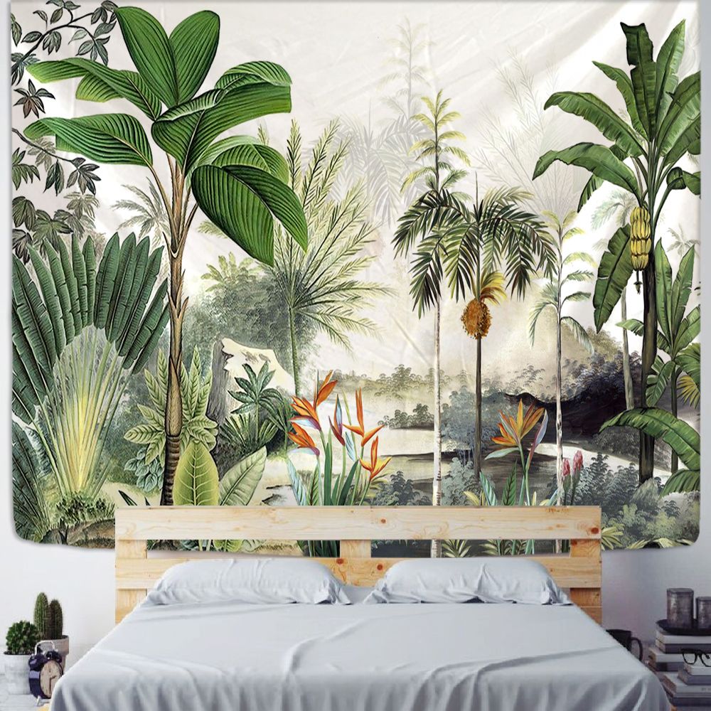 Palm Tree Tapestry Wall Hanging Tropical Leaves Flowers