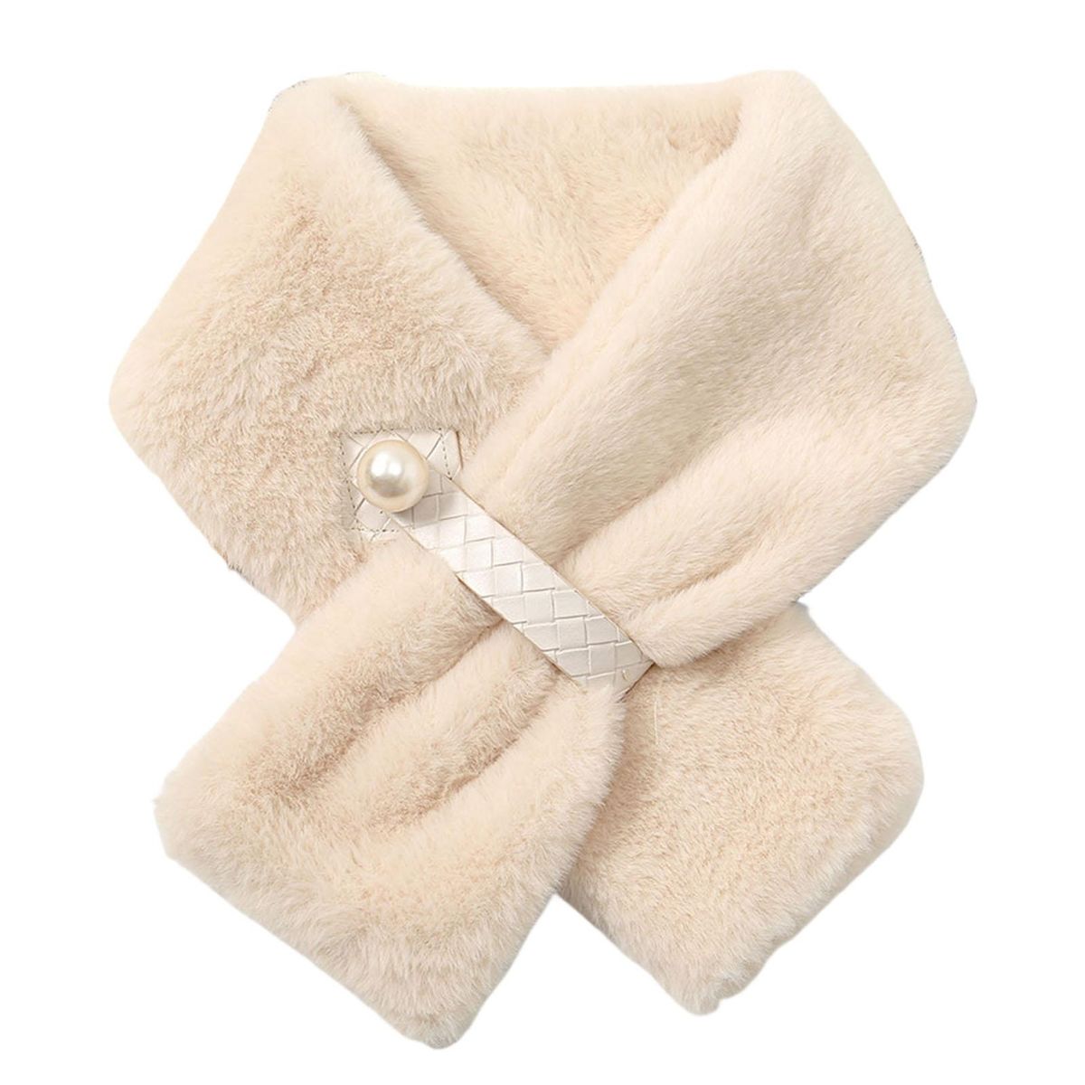 Furry Scarf Wrap Winter Thickened Double-sided Furry Scarf Wrap Beige