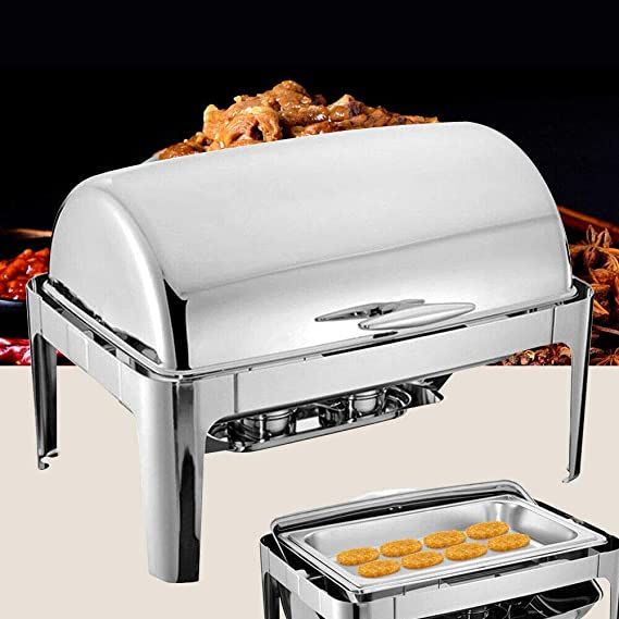 Stainless Steel Rectangular Roll Top Full Size Chafing Dish