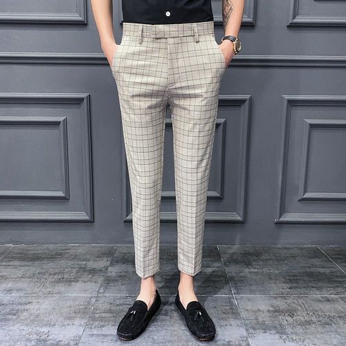2022 New British Style Dress Suit Pant Man New Plaid Suit Pant Men Designer