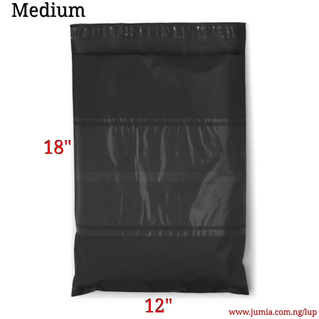 25PCS Black Courier Bags / Courier Nylons/Poly Mailer With Invoice Pocket-A3-Meduim- BLACK