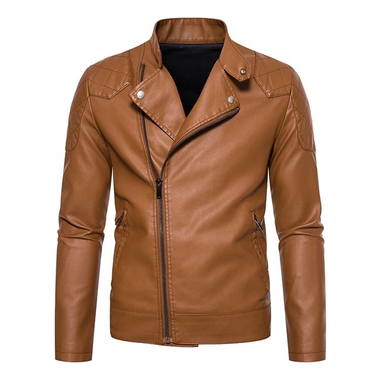 Men's Warm And Windproof Leather Jacket-Brown