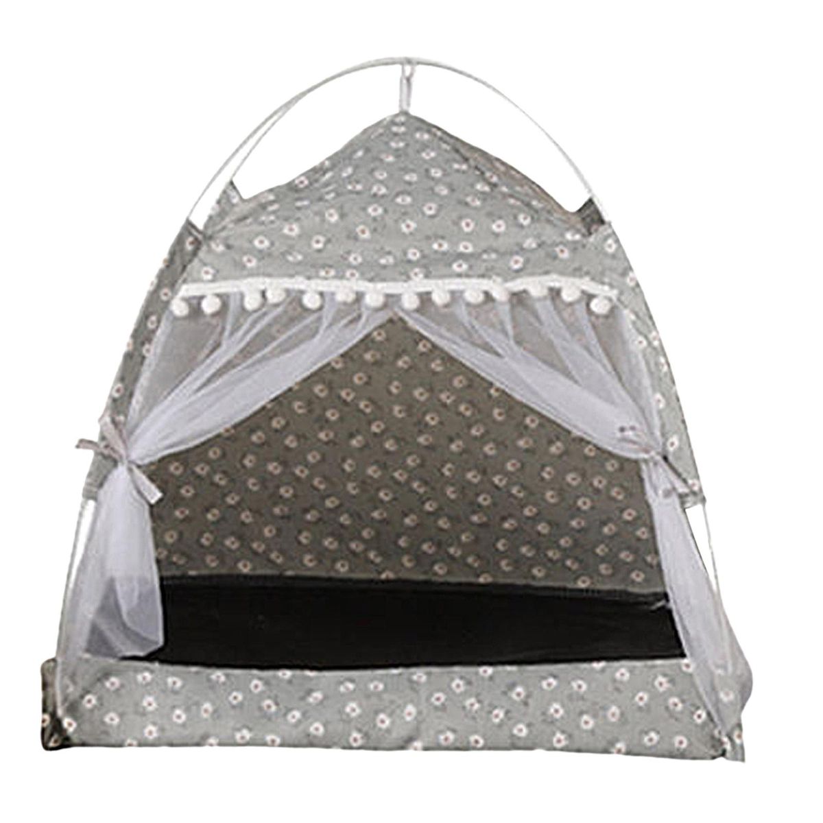 Fleece Pet Tent, Convertible Canopy Bed, Velvet , For M Gray