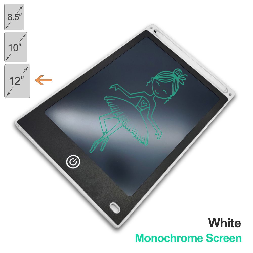 LCD Screen Electronic Drawing Board Children Writing Digitaraphic Drawing Tablets Boys & Girls Handwriting Pad 12 Inch-MS-White