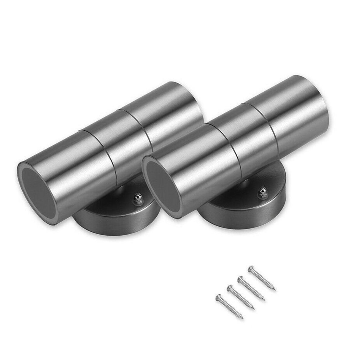 2Pcs Stainless Steel Double-head Up & Down Wall Lamps Indoor Outdoor Warm Light GU10 Bulb IP65 Lamps