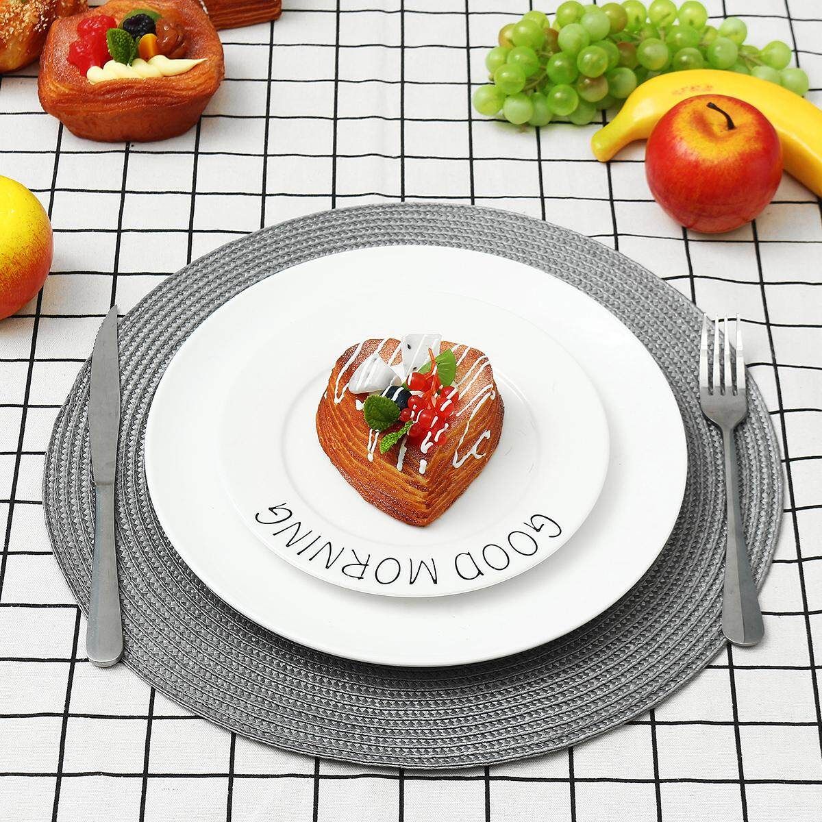 4Pcs Round Weave Placemat Fashion Dining Table Mat Bowl Pad Non-Slip Grey (4 For Sale)