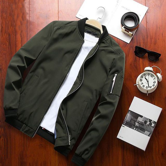 New Spring Black Bomber Jacket Men Streetwear Hip Hop Slim Fit Pilot Jacket