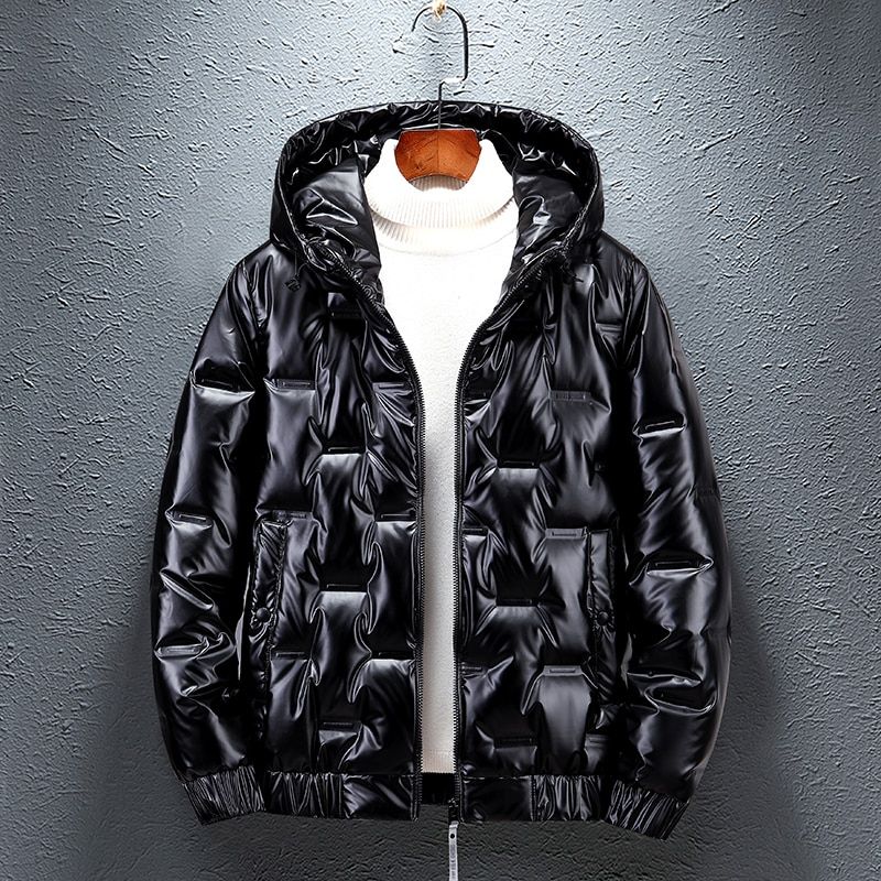 New High Quality Men's Down Coat Shiny Surface Material With Hooded Winter Warm