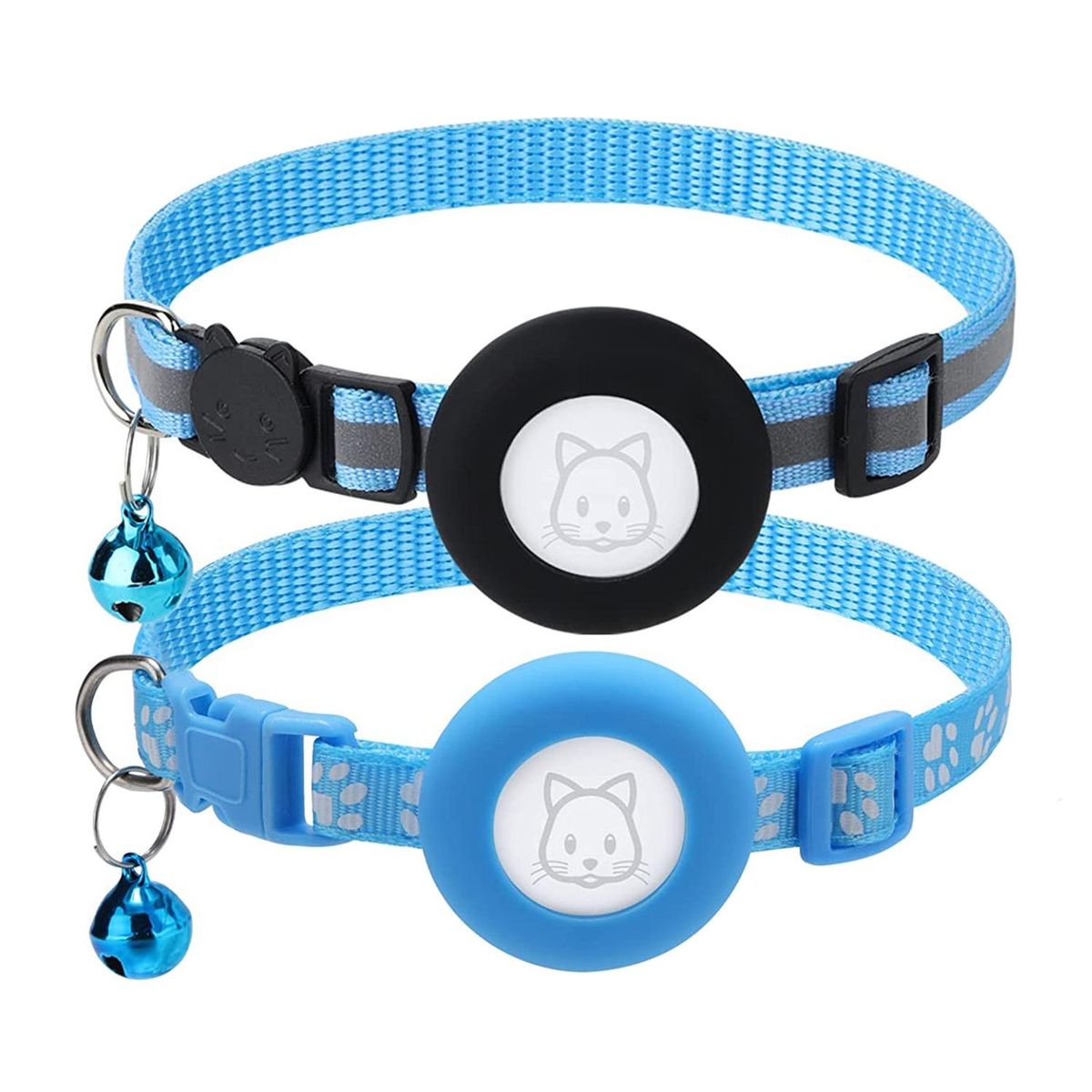 2Pack Cat Collar, for Air Tag Cat Collars with Safety Buckle and Removable Bell for Apple Airtag Small Pet Collar Blue