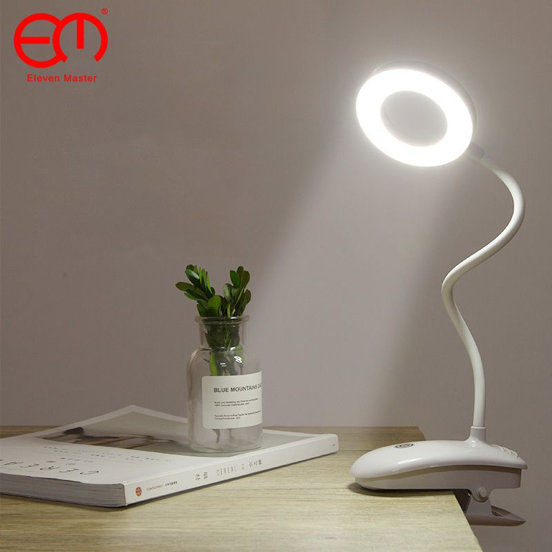 8W Desk Lamp USB Rechargeable Table Lamp With Clip Bed