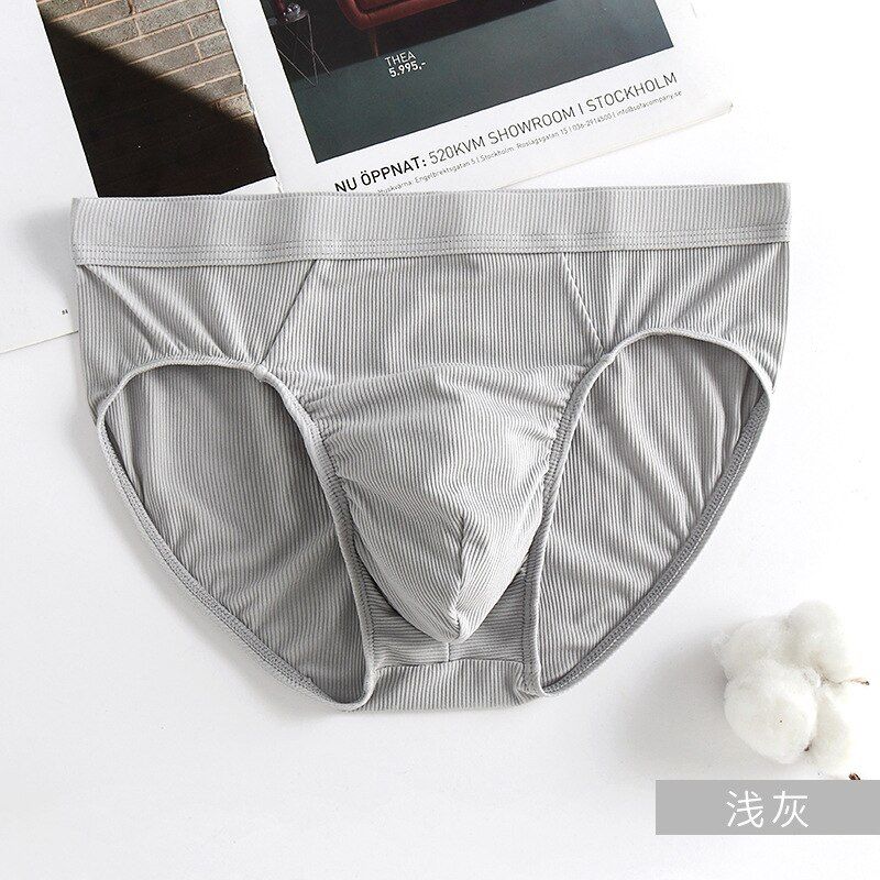 Sexy Men's Modal Slip Briefs Male Thread Breathable Cozy Underwear Young Boys Middle Waist Solid(#light Grey)