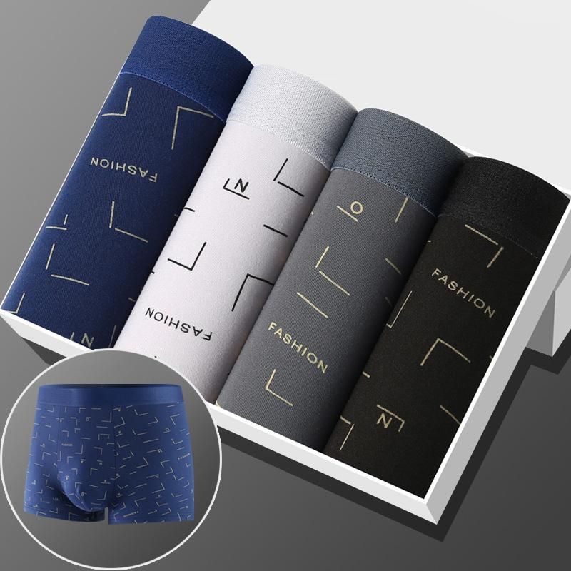 4/8Pcs Men's  U Convex Printed s Male  Comfortable Shorts  Man Solid Breathable Underwear 45-100kg