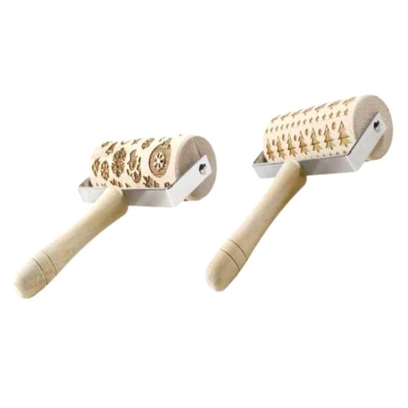 Emed Rolling Pin Christmas Wood Carving Ball Pin DIY