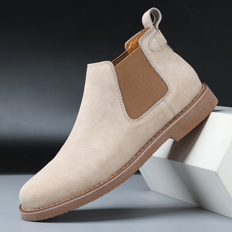 Luxury Chelsea Boots Men Shoes EUR Size 38-46 Italian Handmade Superior Quality Full Grain Leather Boots Noble Elegant Chelsea Boots Male Oxford Shoes High Top Slip-on Ankle Boots Beige