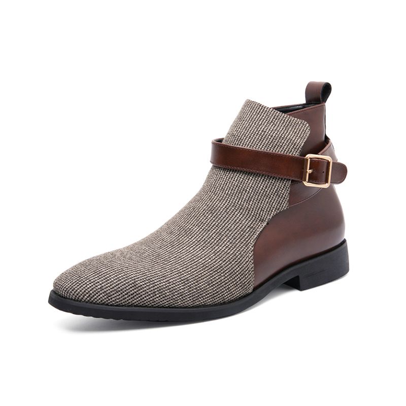 Men Boots Leather Stitching Formal Business Shoes Ankle Martin Chelsea Boots