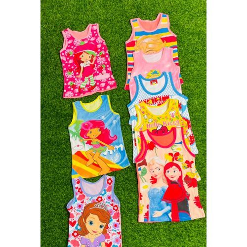 Cartoon Character Singlet Tops For Girls 6 In 1