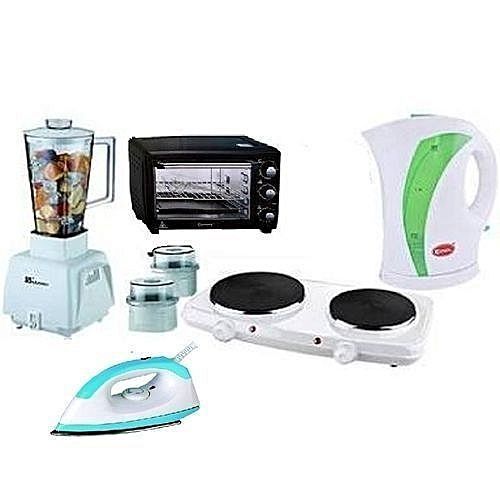 Electric Oven, Double Cooker, Blender, Iron, Jug