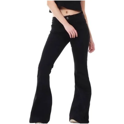 Ladies High Waist Bell Bottom Jeans - Black