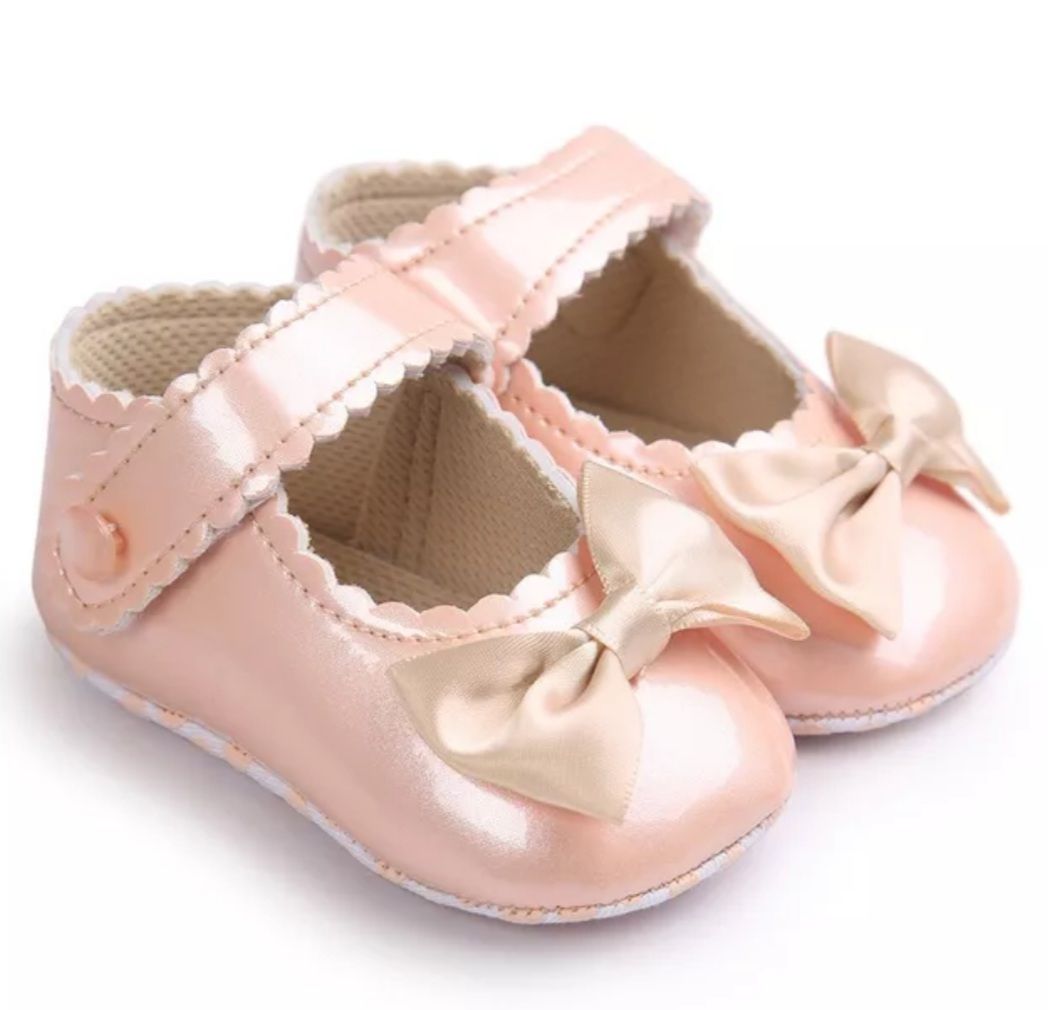 Newborn Baby Girls Bowknot Shoes - Nude