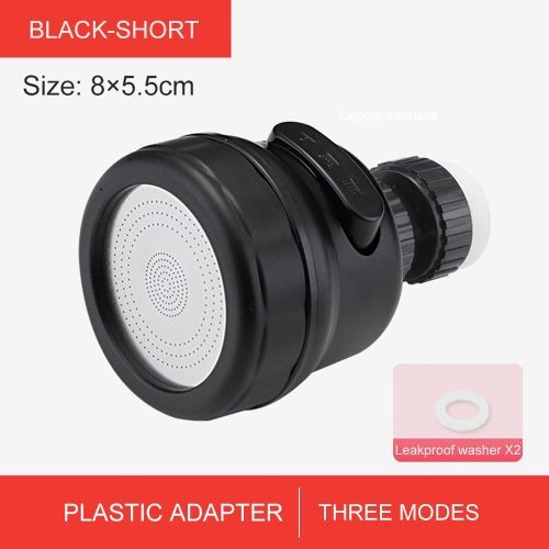 Adjustable Pressure Kitchen Water Faucet 360 Rotatable Water Tap Head Water Saving Bathroom Faucet Nozzle Adapter Accessories Black Plastic