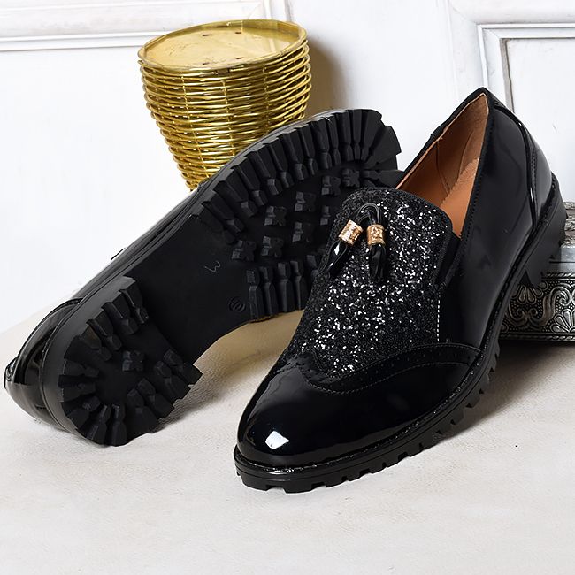 DEPALLY BROGUE TIE SHINING DESIGNERS SHOES BLACK