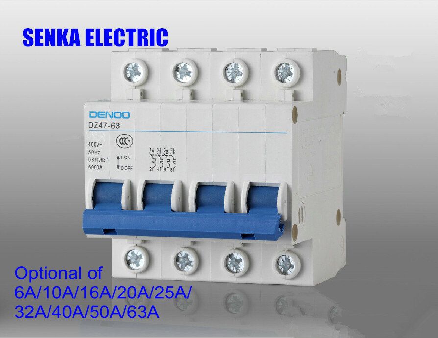 4P Type Mini Circuit Breaker 400V~ 50HZ 60HZ MCB 6A 10A 16A