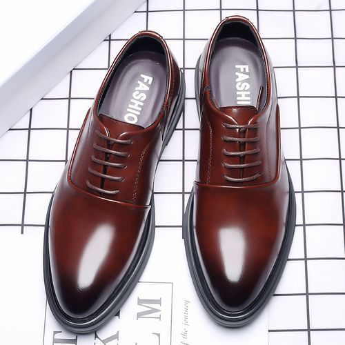 Men's Italian Plus Size Smooth Leather Shoes Brown