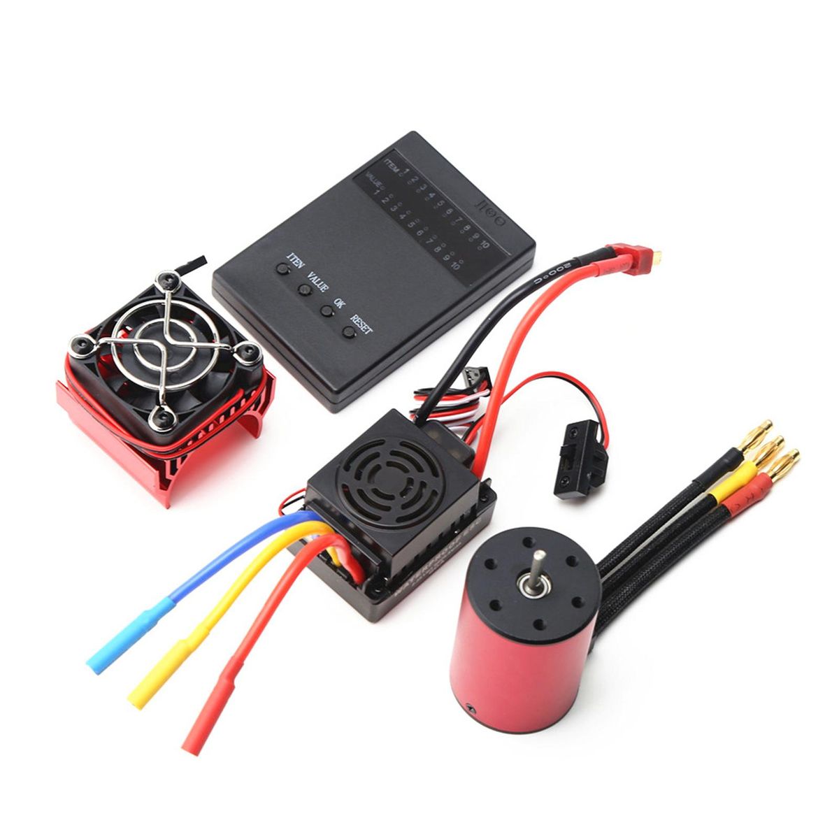 3100KV Brushless Motor 3650 Waterproof Motor with 60A Brushless ESC 5.8V 3A BEC Heatsink Programming Card for 1/8 1/10 RC Car