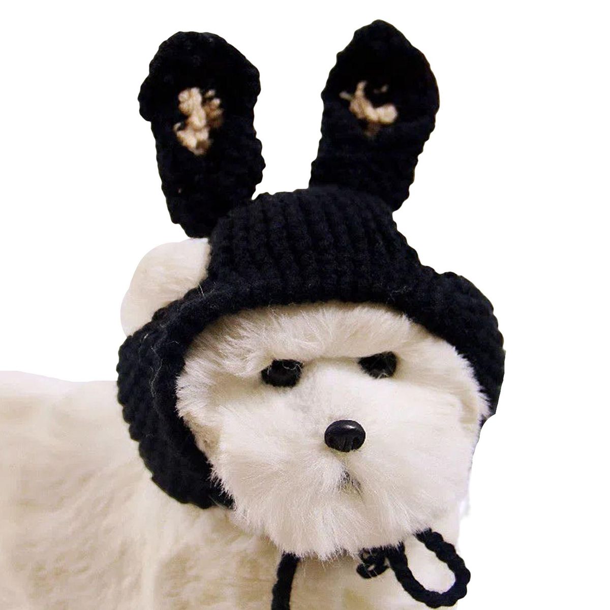 Cat Hat Cute Rabbit Ears Hat Pet Dogs Cat Knitted Headwear Black