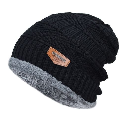 Men's Hat Fashion Knitted Black Beanie Headwarmer Hats