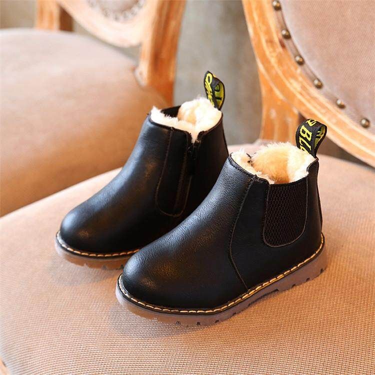 2017 Winter Children Kids Warm Boots Snow Baby Toddler Boys Girls Faux Fur Shoes BROWN Black 27