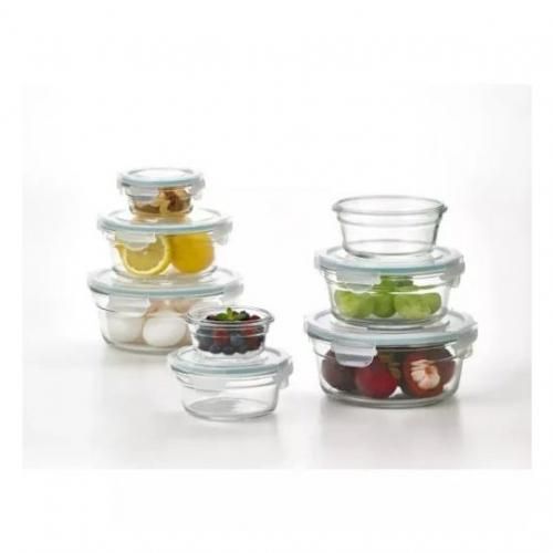 16 - Piece Round Shape Glass Food Storage Set