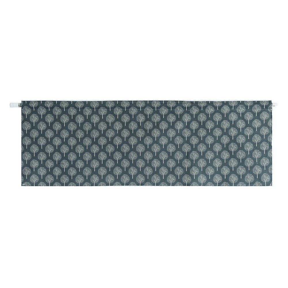 Valance Tree Printing Navy Blue Blackout Window Curtain