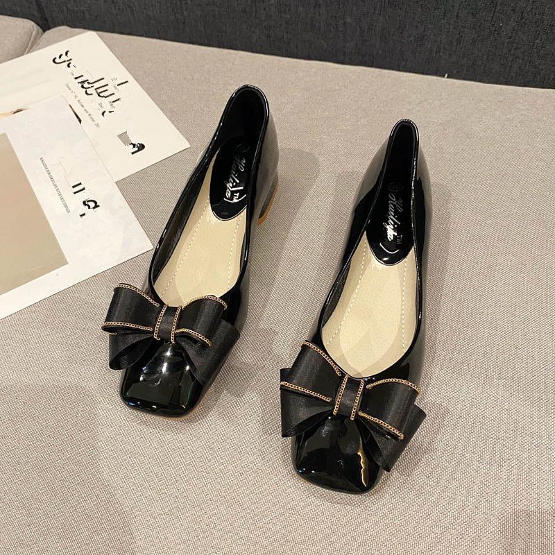 Female 3cm Low Heels Pumps Bow Shoes Office Business Work