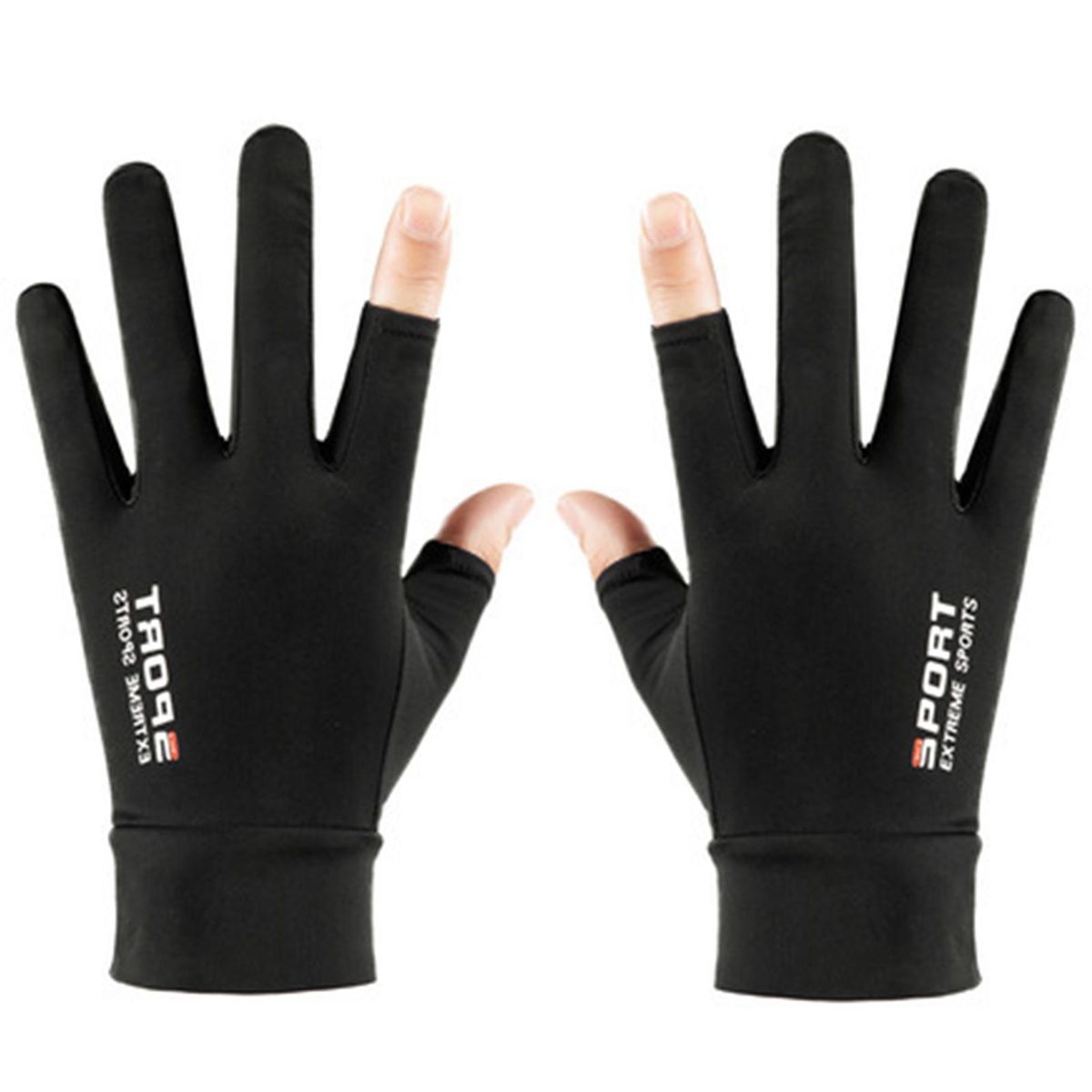1 Pair Ice Silk Sleeves UV Protection Cool Long Arm Black