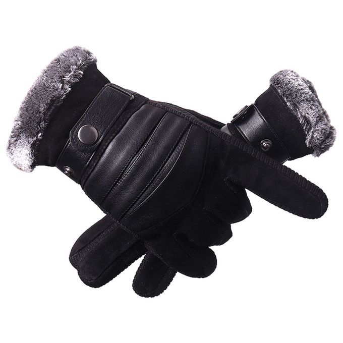 Windproof Snow  Ski Glove AntiSlip Pigskin Leather A 3D Brown