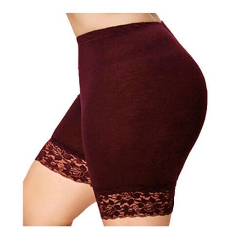 (Wine Red)Plus Size Safety Shorts Women Black Lace High Stretch Safety Pants Ladies Casual Seamless Under Shorts XXXXL XXL XXXL Workout DOU