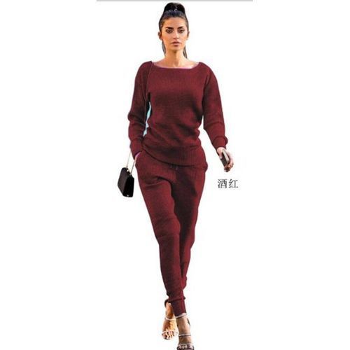 2 In 1 Women's Round Neck Top + Tights-Red