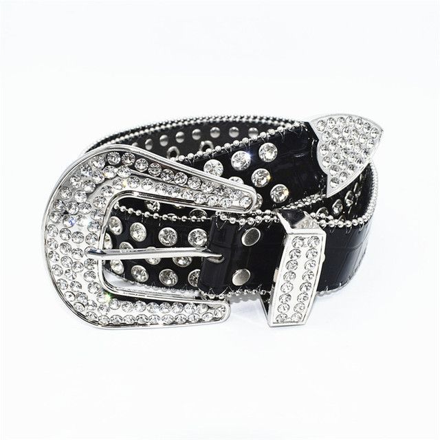 Fashion Strap Diamond Belt Western Crystal Studded Belt Cowgirl Cowboy Rhinestone Belt For Women And Men(#Style E2)