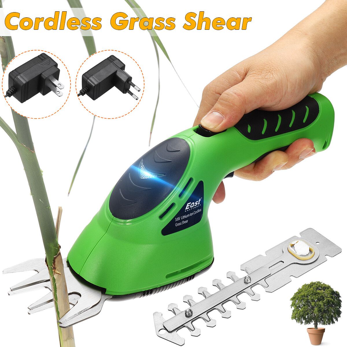 2 In 1 Rechargeable Cordless Grass Shear Lawn Mower Garden Pruning Hedge Trimmer EU