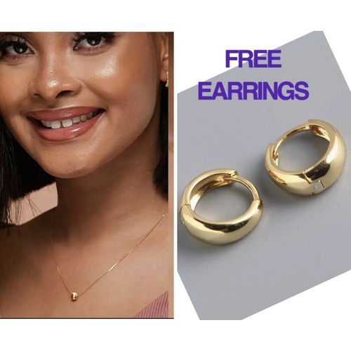 DUBIA LUXURY TINY GOLD NECKLACE WITH FREE HOOP EARRINGS