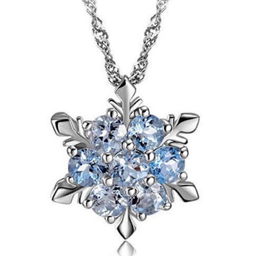 Women's Fashion Silver Plated Dazzing Snowflake Blue-