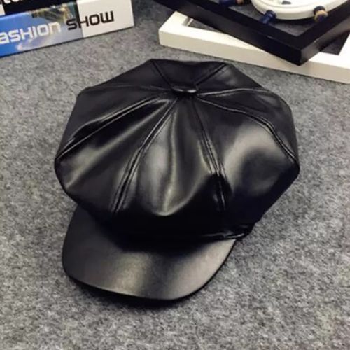 UNISEX LEATHER FACE-CAP- BLACK