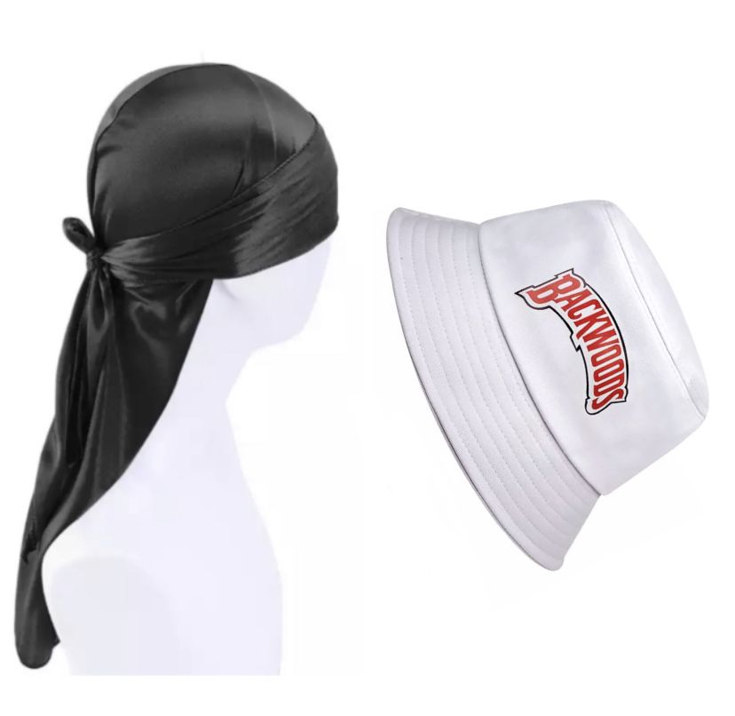 2 In 1 Titan Durag Black With Reversible Bucket Hat