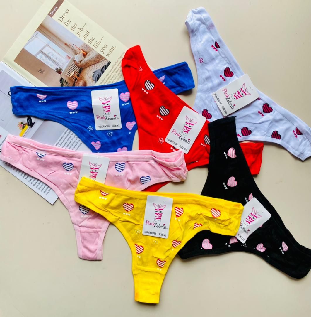 Ladies Sexy Cotton G-String Panties ( 6 Set) Different Colours