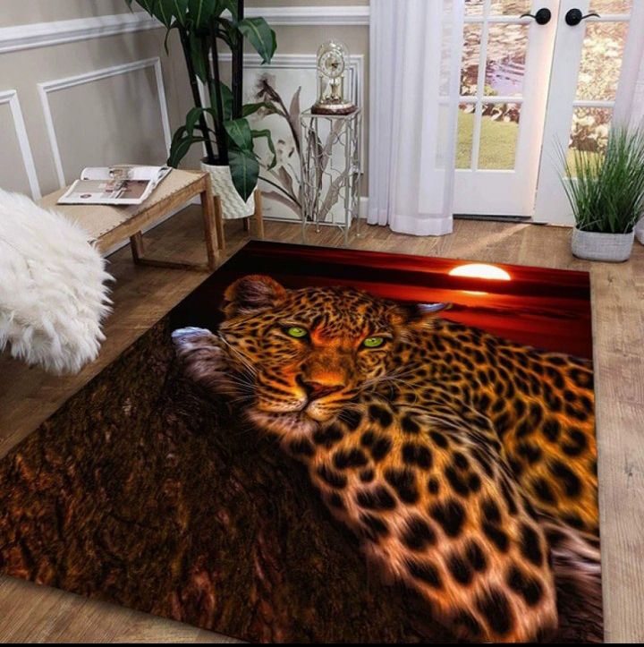 Leopard Print Design Sitting Room Rug