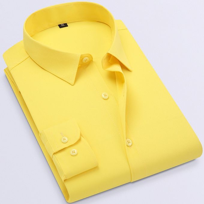 Men's Corporate Plain Quality Formal Yellow Long Sleeve Shirt